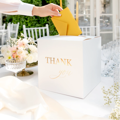 Belo-zlata škatla za kuverte THANK YOU