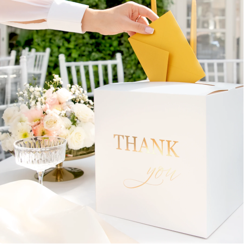Belo-zlata škatla za kuverte THANK YOU