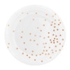 Farfurii din hârtie albe cu buline roz-aurii, 18 cm, 6 buc.