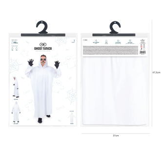 Beli plašč s kapuco Duh 140 cm