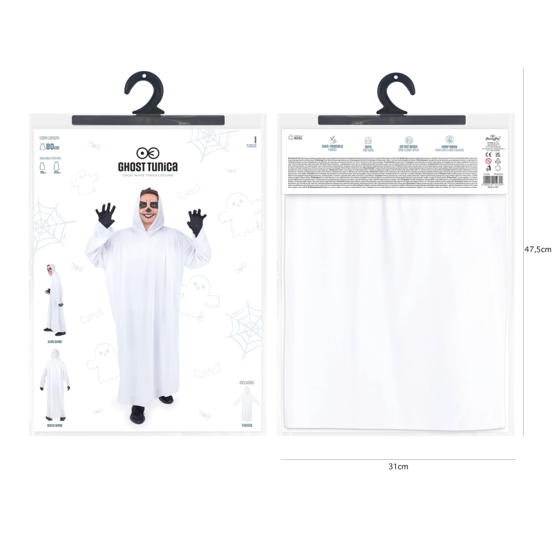 Fehér kapucnis köpeny Szellem 80 cm