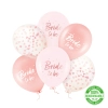 Baloane biodegradabile „Bride to be” rozé cu confetti 30 cm – set 6 buc.