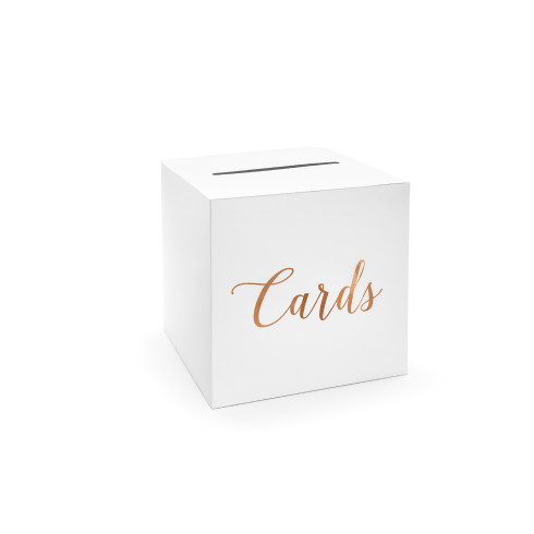 Esküvői jókívánságok doboza „Cards”, rose gold, 24×24×24 cm