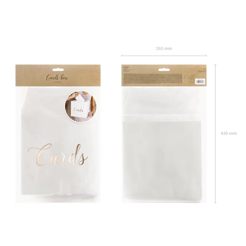 Esküvői jókívánságok doboza „Cards”, rose gold, 24×24×24 cm