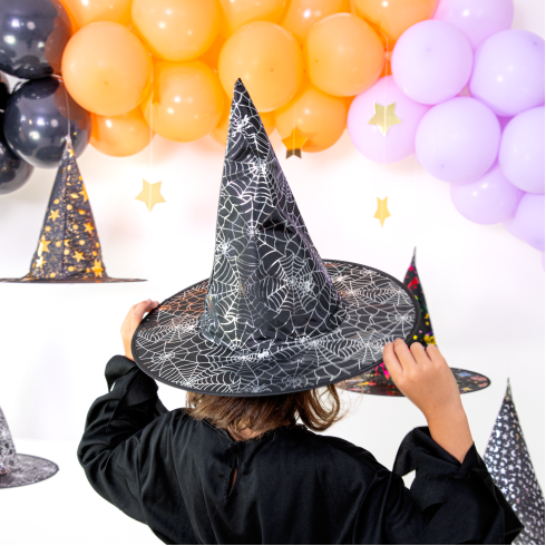 Čarovniški klobuk Pajčevine črno-srebrn