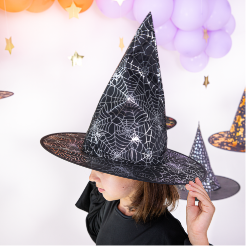 Čarovniški klobuk Pajčevine črno-srebrn