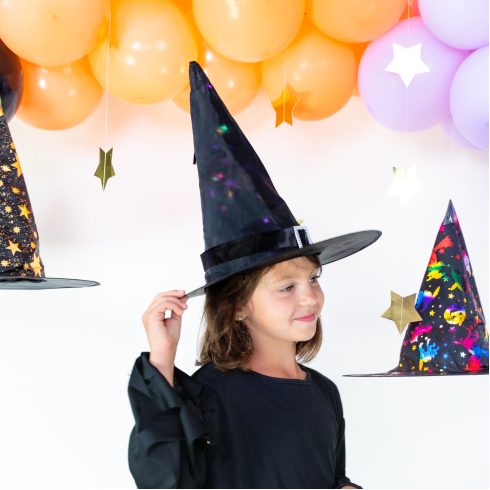 Čarovniški klobuk z LED diodami, črn