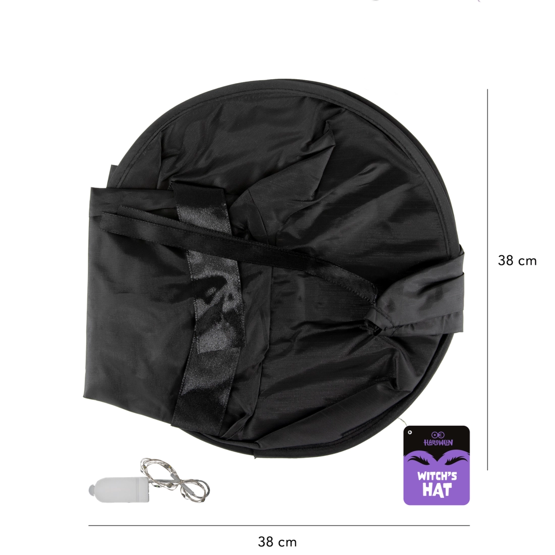 Pălărie de vrăjitor cu LED-uri, neagră