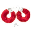 Cătușe de pluș roșii pentru petrecerea burlăcițelor – accesoriu sexy pentru o petrecere între fete