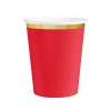 Pahar din hârtie roșu Classic Gold cu dungă aurie, 220 ml, set 6 buc.