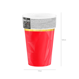 Rdeči papirnati lonček Classic Gold z zlatim prstom, 220 ml, komplet 6 kosov