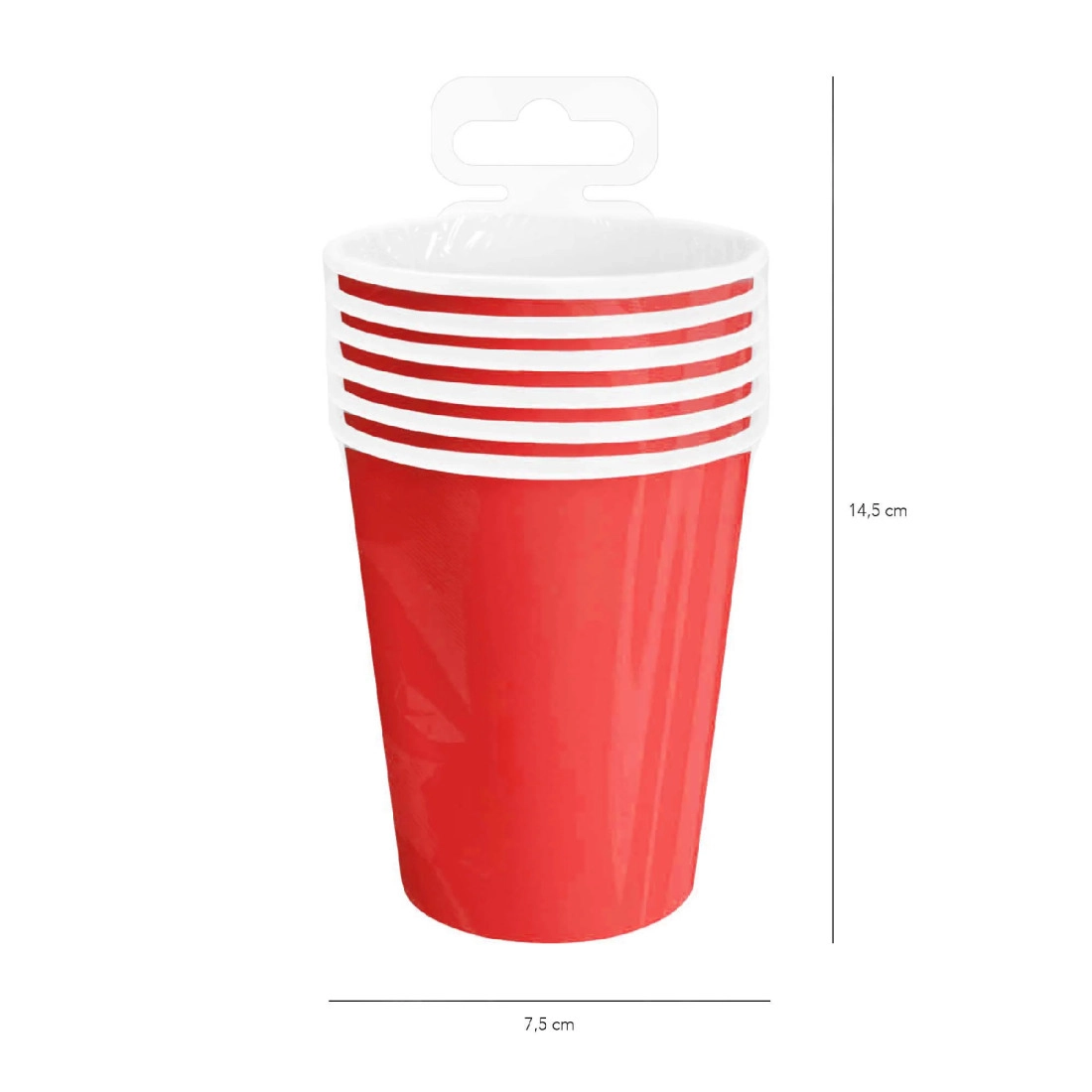 Pahar de hârtie roșu 220 ml, set 6 buc.