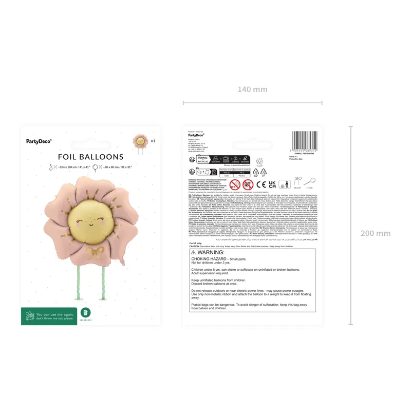 Balon folie umblător floare 104x104 cm roz – balon cu piciorușe