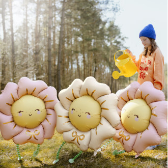 Hodeči folijski balon cvet bež, 104 cm – originalna zabavna dekoracija