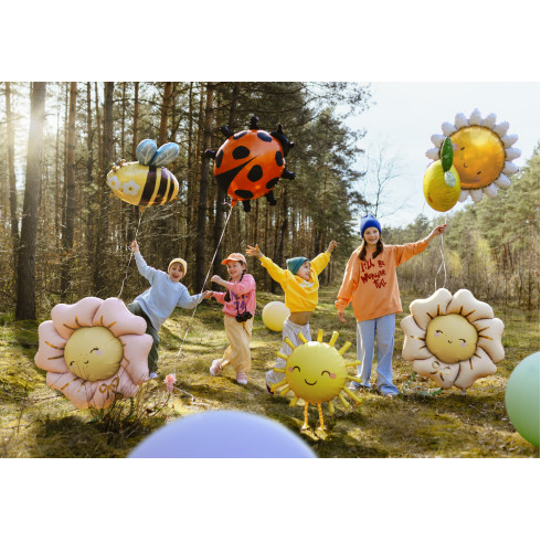 Hodeči folijski balon cvet bež, 104 cm – originalna zabavna dekoracija