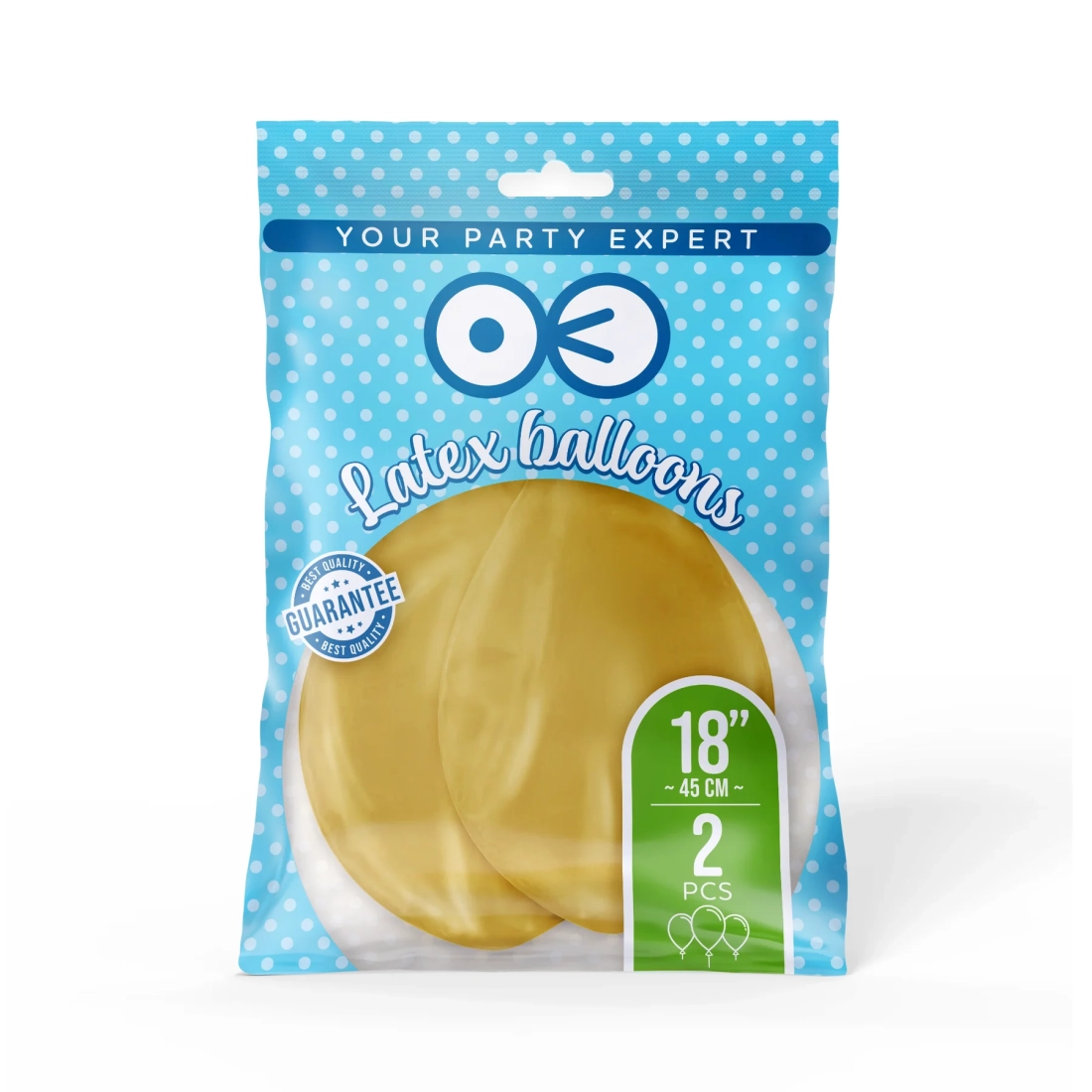 Baloane cromate aurii 45 cm - 2 buc.
