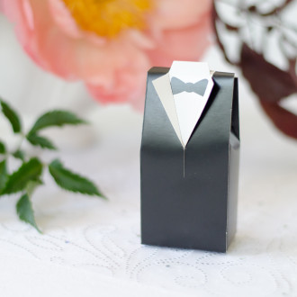 Črne darilne škatlice v obliki ženina, brez tiska (10 kosov v pakiranju)