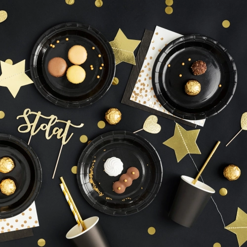 Farfurii din hârtie negre 18 cm – 6 bucăți