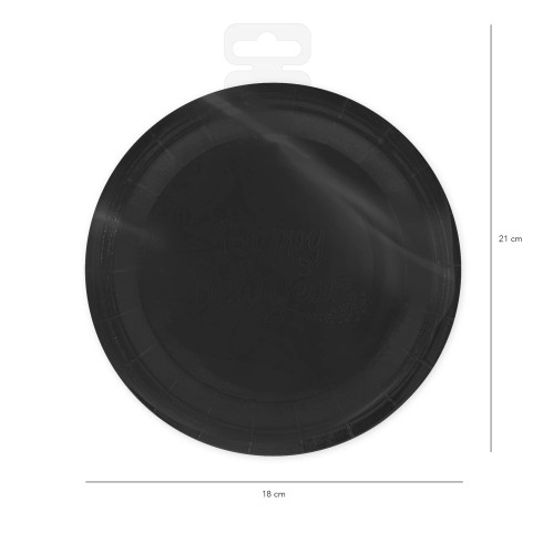 Fekete papírtányérok 18 cm – 6 darab Fekete papírtányérok 18 cm – 6 darab