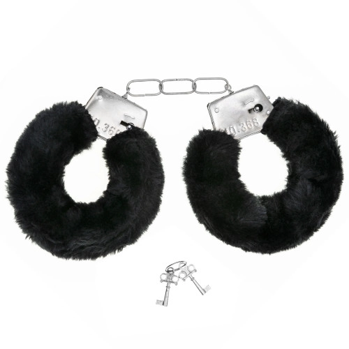Set de cătușe negre din pluș pentru petrecerea burlăcițelor – accesoriu sexy pentru fete