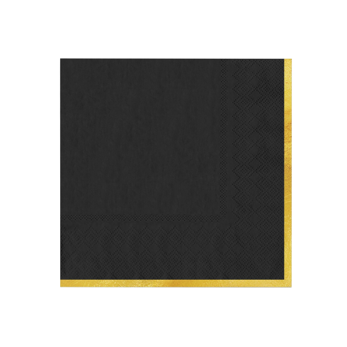 Fekete szalvéták arany szegéllyel Classic Gold, 10 db Fekete szalvéták arany szegéllyel Classic Gold, 10 db