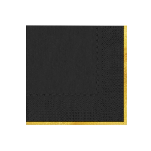 Čierne servítky so zlatým lemovaním Classic Gold 10 ks Čierne servítky so zlatým lemovaním Classic Gold 10 ks