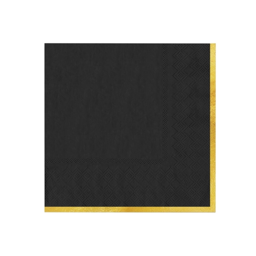 Șervețele negre cu margine aurie Classic Gold, 10 buc.