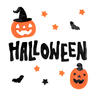 Črn napis Halloween – gelne nalepke za okno 17 × 42 cm