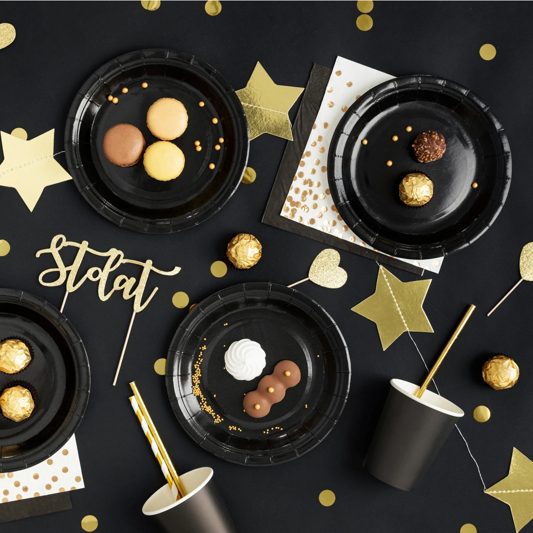 Fekete papírpohár 220 ml, 6 darabos készlet