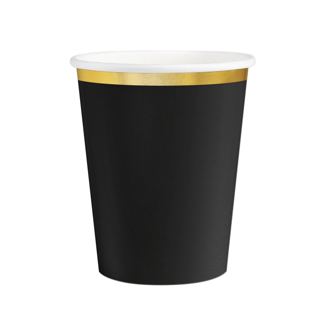 Pahar din hârtie neagră Classic Gold 220 ml cu dungă aurie – set 6 buc.