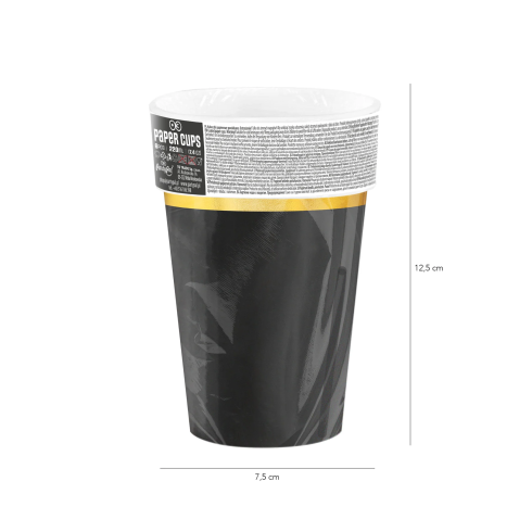 Fekete papírpohár Classic Gold 220 ml arany csíkkal – 6 db-os készlet Fekete papírpohár Classic Gold 220 ml arany csíkkal – 6 db-os készlet