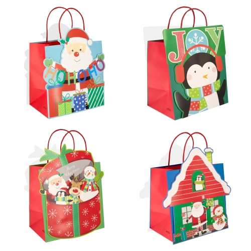 Pungă cadou pentru Crăciun, Pinguin, 23,5 cm