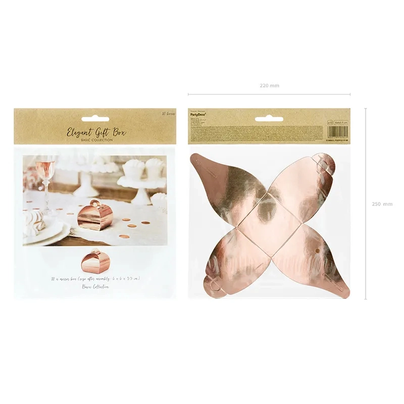 Ajándékdobozok rozéarany, 6×6×5,5 cm – 10 db/csomag