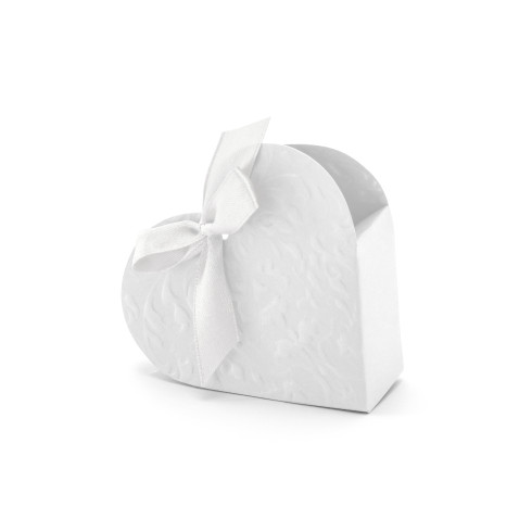 Ajándékdobozok Fehér Szív – papír, 10x9x3 cm, 10 db