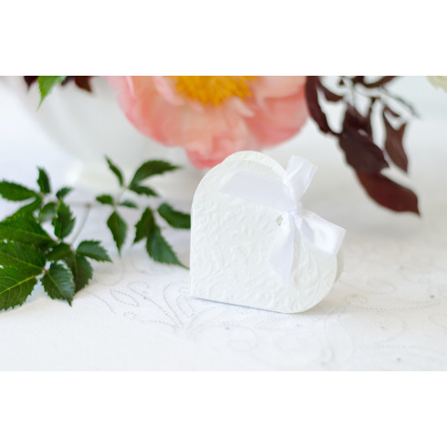 Darilne škatlice Srce bele – papirnate, 10x9x3 cm, 10 kos