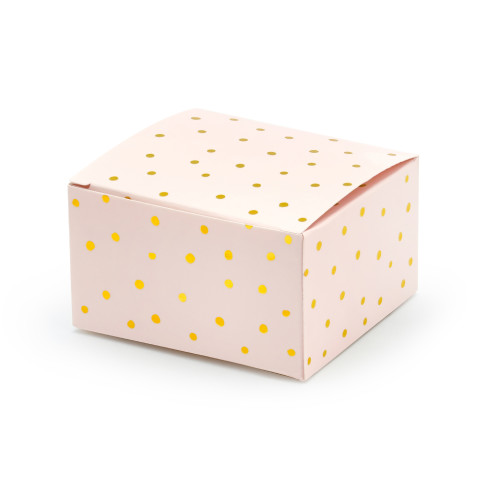 Világos rózsaszín ajándékdobozok arany pöttyökkel 6x3,5x5,5 cm – 10 db Világos rózsaszín ajándékdobozok arany pöttyökkel 6x3,5x5,5 cm – 10 db