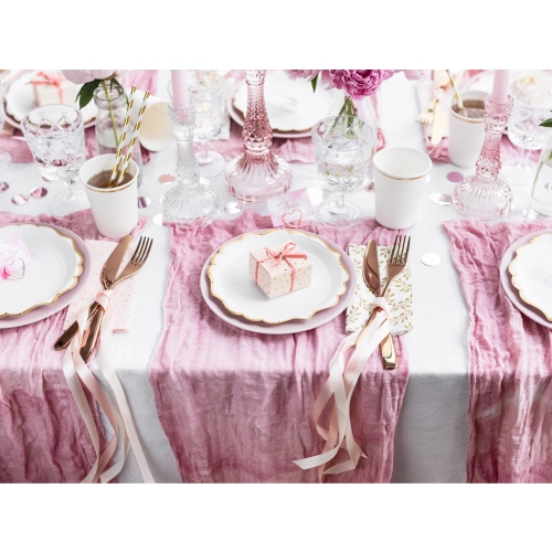 Cutii cadou roz deschis cu buline aurii 6 x 3,5 x 5,5 cm – 10 buc.