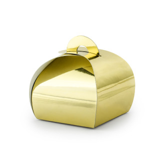 Darilne škatlice iz sijočega zlatega papirja 6×6×5,5 cm – 10 kosov