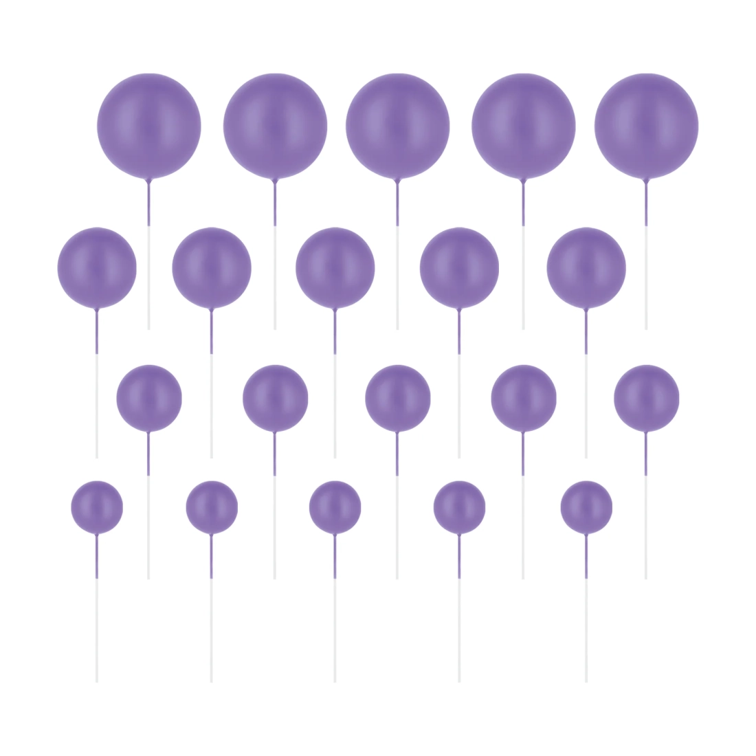 Decor pentru tort – bile mov mate, set 20 bucăți