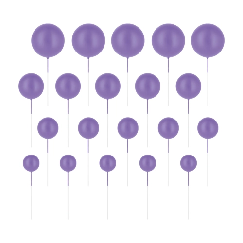 Decor pentru tort – bile mov mate, set 20 bucăți