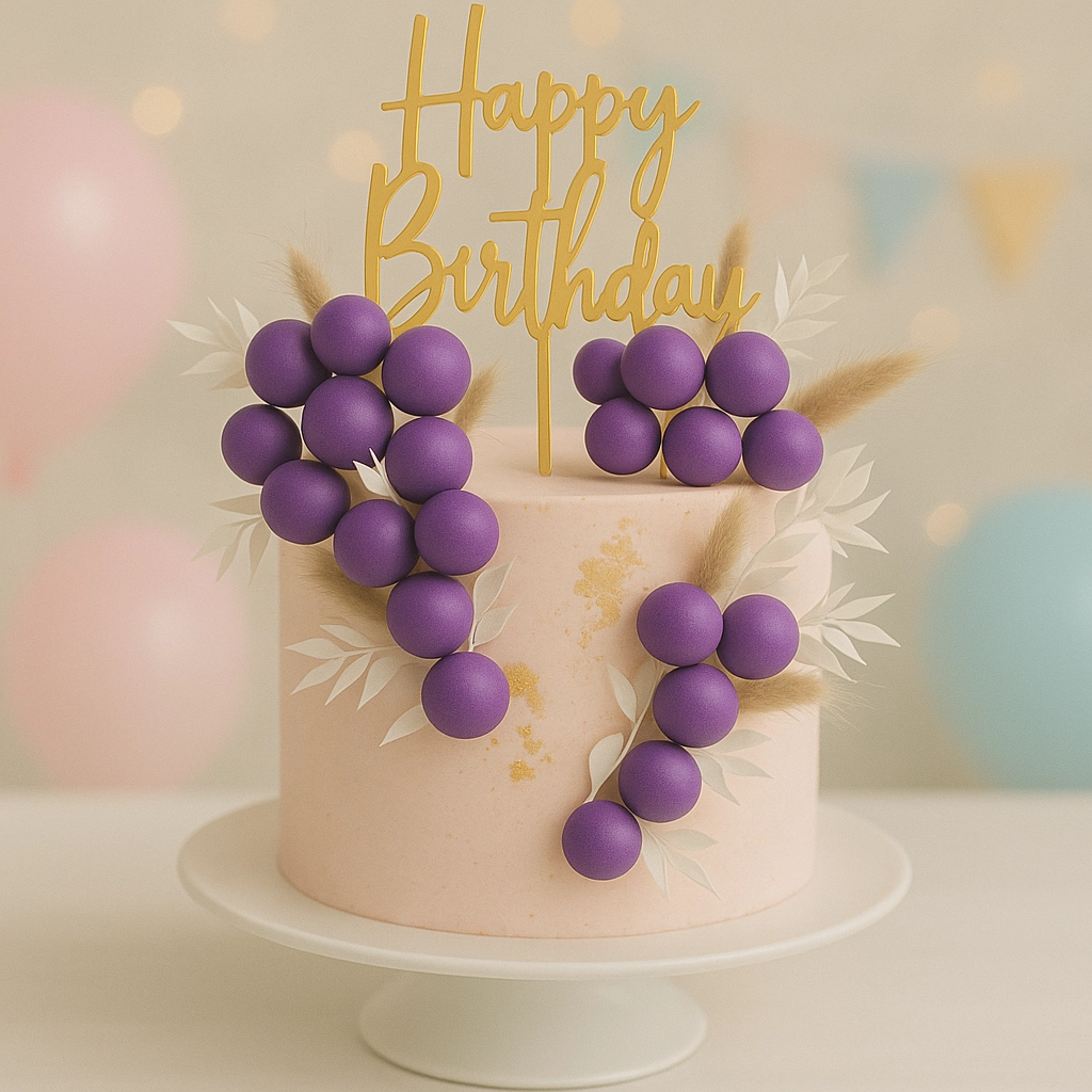 Decor pentru tort – bile mov mate, set 20 bucăți