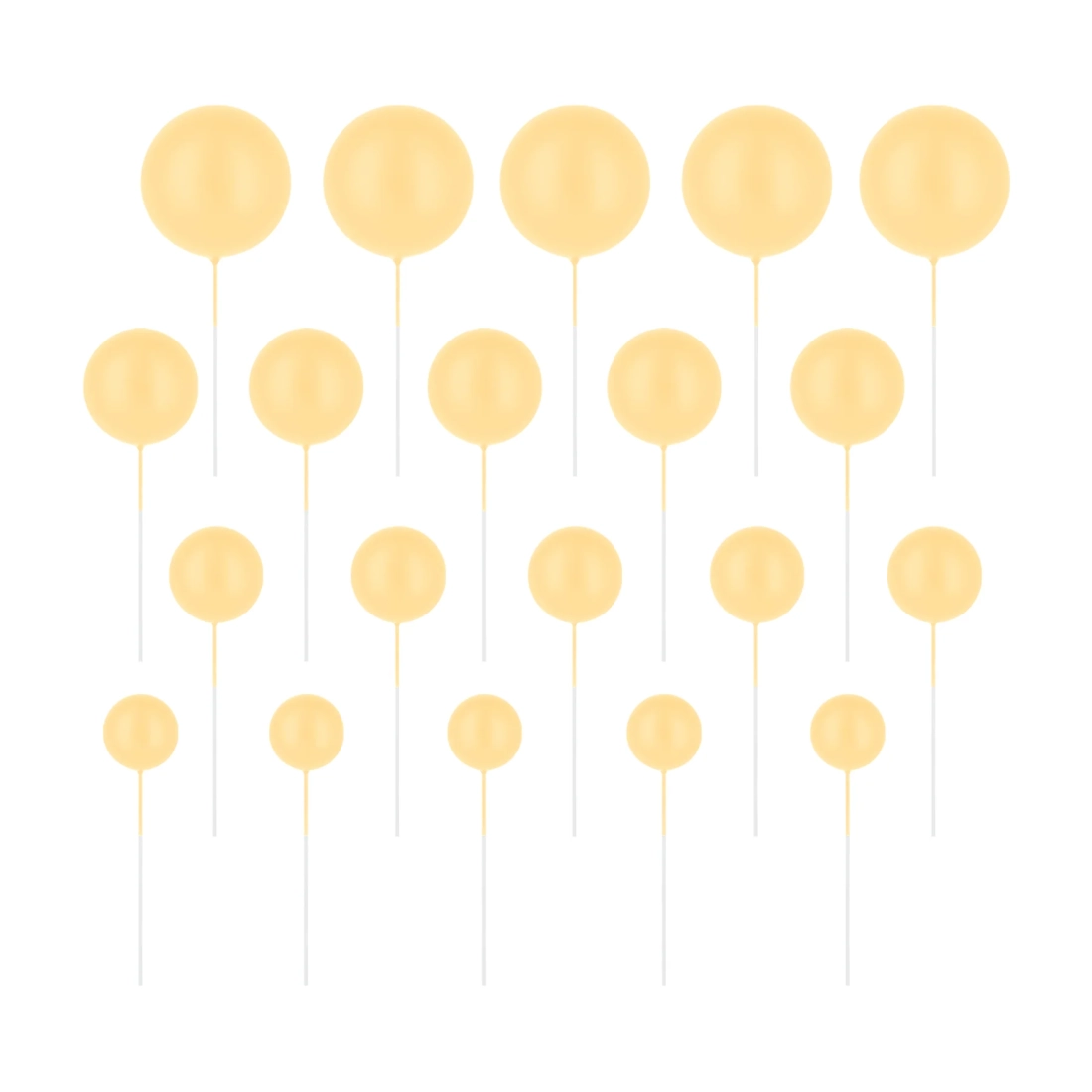 Dekoratív tortadísz szúrók – matt mézszínű gömbök, 20 darabos készlet