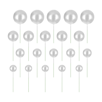 Dekorativni topperji za torto – srebrne kroglice, set 20 kosov