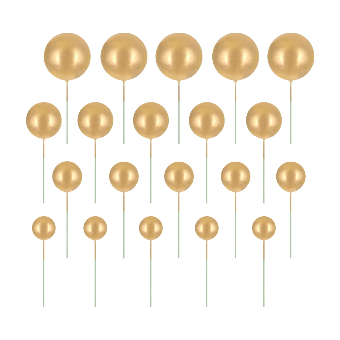 Decor pentru tort – bile aurii, set 20 bucăți