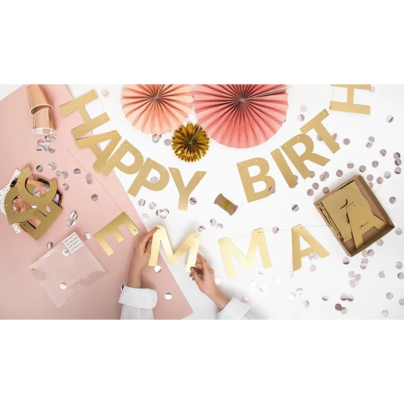 Set decorativ de litere pentru banner, auriu, 63 piese, 14 cm