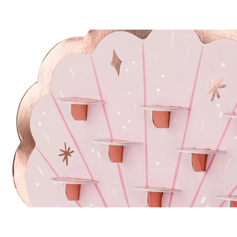 Dekoratív pohártartó fal, 43x38 cm, rózsaszín