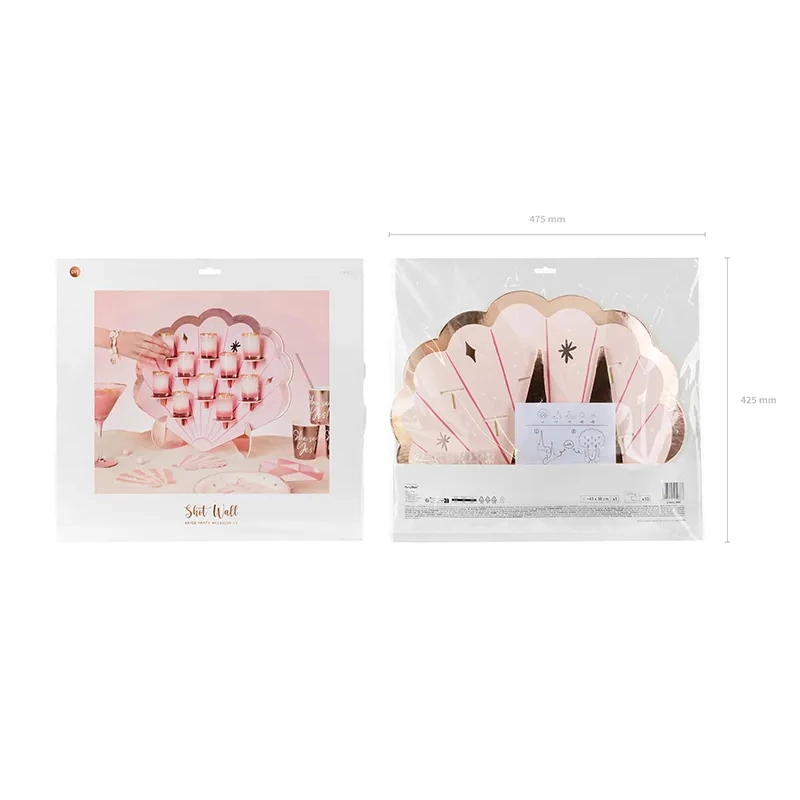 Dekoratív pohártartó fal, 43x38 cm, rózsaszín