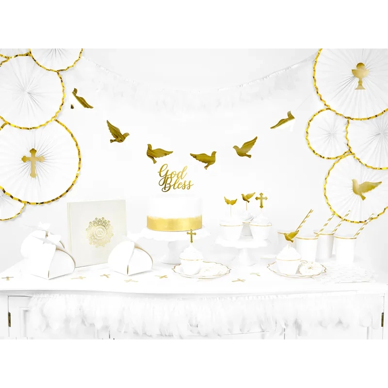 Rozete decorative – alb cu margini aurii, 3 buc.