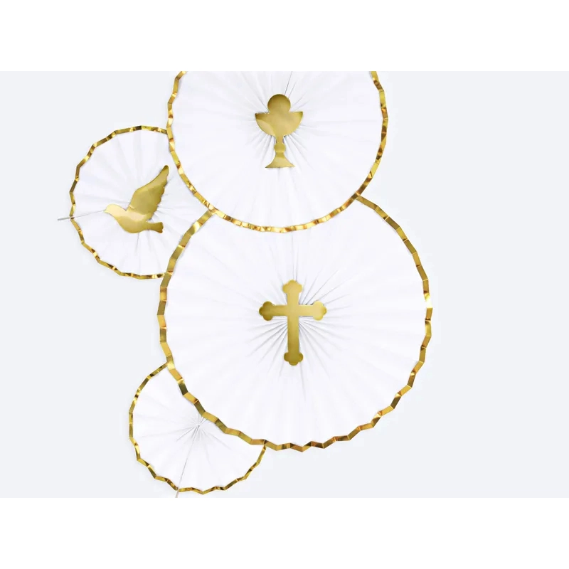 Rozete decorative – alb cu margini aurii, 3 buc.