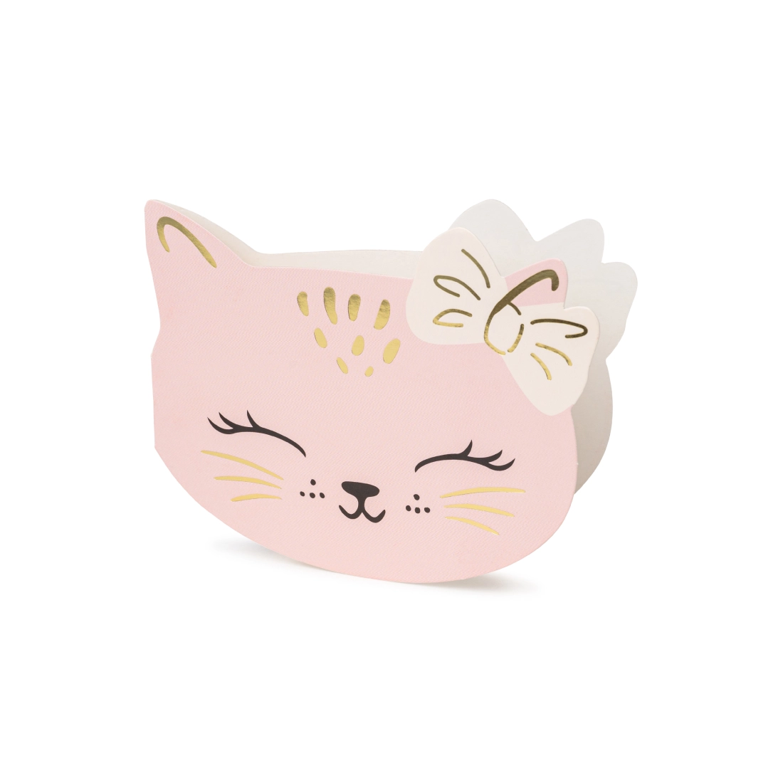 Invitații pentru copii Pisicuță roz, cu plicuri, 13x10 cm, set de 6 bucăți